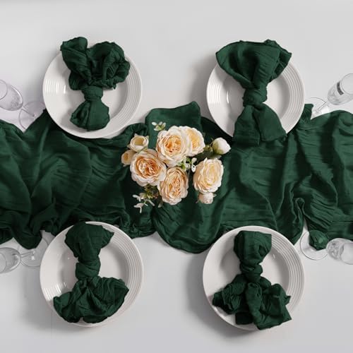 LZY 60 Pack Gauze Cheesecloth Napkins 20x20 Inch Dinner Cloth Napkins, Soft Boho Table Napkins Rustic Wrinkled Cheese Cloth Napkins Bulk for Wedding Party Baby Shower Event Decor (Emerald Green) - Image 7