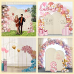 Gawicpy Wedding Arch Backdrop Stand Set Metal Arch Backdrop Stand with Wedding Arch Cover, Wedding Balloon Arch Backdrop Stand for Birthday, Baby Shower, Anniversary (Beige, 5.9FT+6.6FT+7.2FT) - Image 4