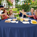32 Pack Navy Blue Plastic Tablecloth for Round Tables, Premium Decorative Navy Blue Disposable Table Cloths for Parties, Navy Round Party Table Cover for Birthday Wedding Banquet Event, 84 Inch - Image 6