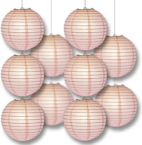 PaperLanternStore.com 12" Pink Paper Lantern Party Pack with Remote Controlled LED Lights (10-Pack Combo Kit) - Image 6