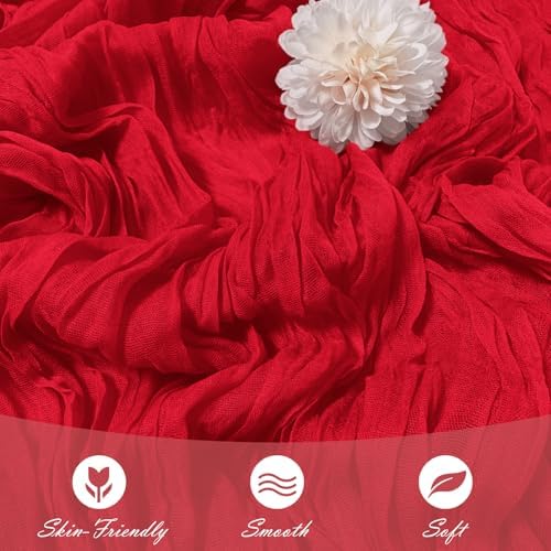 15 Pack Red Cheesecloth Table Runner 17 x 108 inch Cheese Cloth Table Runners 9ft Red Table Runner Rustic Romantic Sheer Gauze Runner for Wedding Party Baby Shower Table Decoration - Image 5