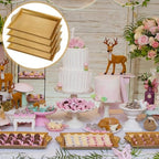 Gold Tray 14 x 10 Decorative Serving Tray 4 Pcs,Rectangle - Image 4