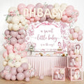 Toile De Jouy Baby Shower Decorations, Girl Pink Floral Safari Bow Baby Shower Decoration Party Supplies with Dusty Pink and White Balloons Boxes, A Sweet Little Baby Is One The Way Backdrop by Unknown