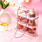 Thenshop 40 Pcs Clear Cupcake Boxes 9x3x3 in 3 Compartment Holder,Pink - Image 5
