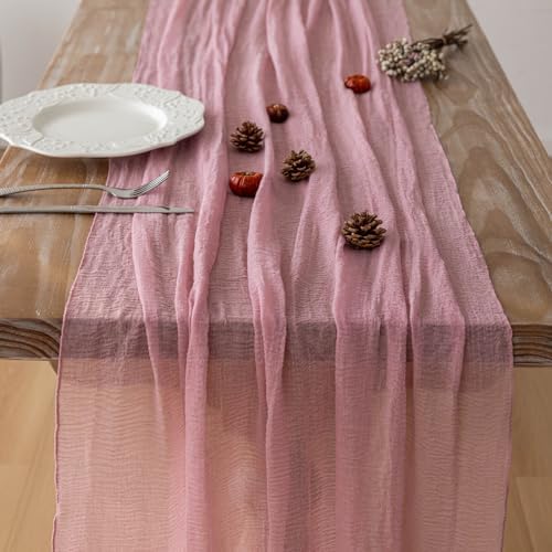 10Pcs Dusty Rose Cheesecloth Table Runner 120 Inches for Party Home Decor - Image 2