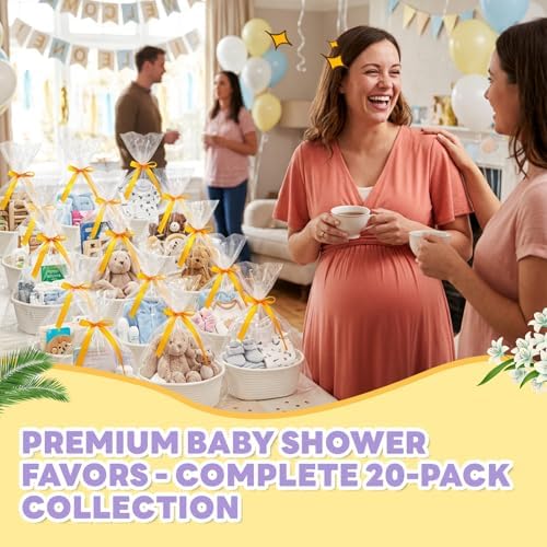 Zounys 20Pack Small Woven Gift Basket with Bags and Bows, DIY White Baskets for Gifts, Baskets for Gifts Empty to Fill for Nursery, Baby Shower, Birthday Party and New Mom Presents - Image 4