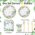 350 Pcs Sage Green Party Plates and Cups Sets,Disposable Paper Dinnerware - Image 2