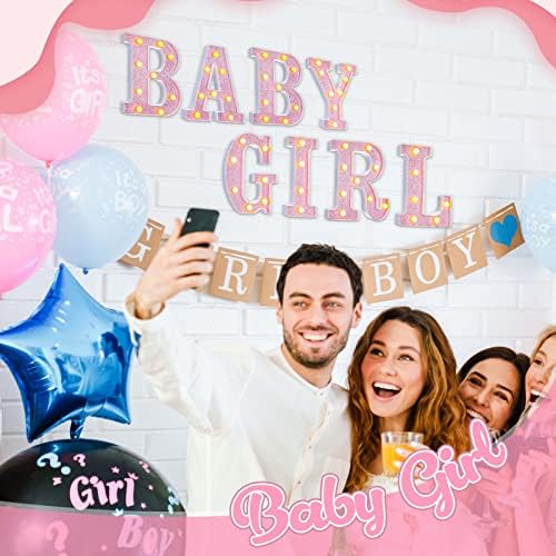 8 Pcs Baby Shower Pink LED Letters for Girl Party Decor, 8.7 Inch - Image 3