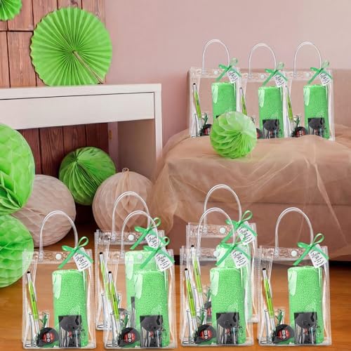 Leinuosen 6 Set Baby Shower Prizes for Men with Cleaning Cloth Bottle Opener Screwdriver Tape Measuring Keychain Multi Tool Pen Gift Bag Baby Shower Game Prizes for Winner(Green,Classic Style) - Image 5