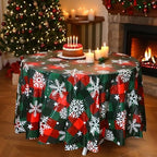 Ganeen 12 Pcs Christmas Snowflake Round Tablecloth 84" Red White Plastic - Image 3