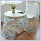 Lounsweer 3 Pcs Blue Wildflower Table Runner 10ft Embroidery Tulle - Image 2