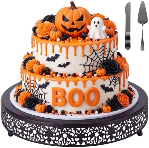 Wenqik 14 Inch Black Halloween Cake Stand with Cutter Spatula,Classic by Wenqik