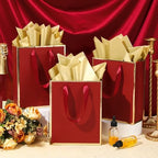 Yeaqee 50 Pcs Metallic Paepr Gift Bags Bulk with Handles,Burgundy Gold - Image 5