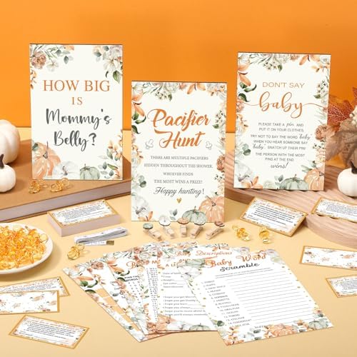 476 Pcs Little Pumpkin Baby Shower Games, 8 Activities, Pacifier Hunt Games - Image 2