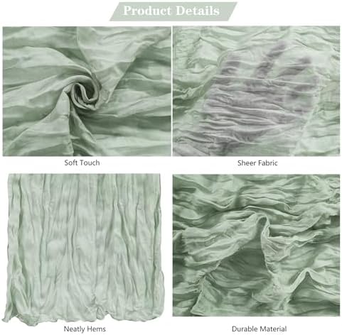 30 Pack Grey Green Cheesecloth Table Runner 9FT Rustic Sheer Table Runners 17x108 Inch Gauze Boho Runner for Wedding Bridal Baby Shower Birthday Party Table Decorations - Image 4