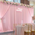 40ft x 10ft Peach Pink Backdrop Curtains, Wrinkle-Free Sheer Chiffon Fabric Photo Backdrop Drapes for Wedding Arch Party Ceremony Stage Photography Decorations - Image 2
