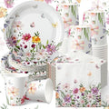 Hsei 250 Pcs Spring Wildflower Floral Paper Plates Napkins Cups Serve 50 by Hsei