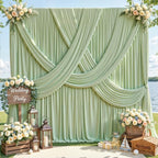 20ft x 10ft Sage Green Backdrop Curtains, 4 Panels Sage Drapes for Backdrop - Image 3