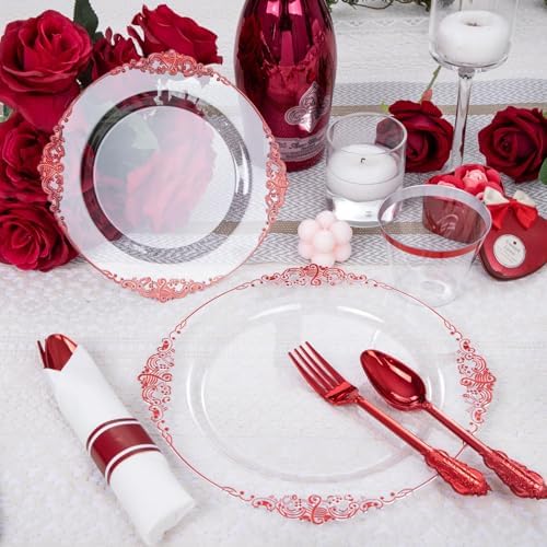 Hioasis 350 Pcs Clear Red Plates for Party - Image 4