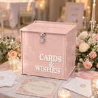 AerWo Blush Pink Wedding Card Box, Acrylic Gift Card Box for Wedding Decor by AerWo
