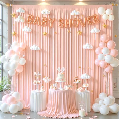 10x10FT Backdrop Curtains with Rod Pockets - Wrinkle Free Photo Stage Backdrop 2 Panels Curtains Drapes for Photography Wedding Party Baby Shower Decorations (Blush Pink) - Image 2