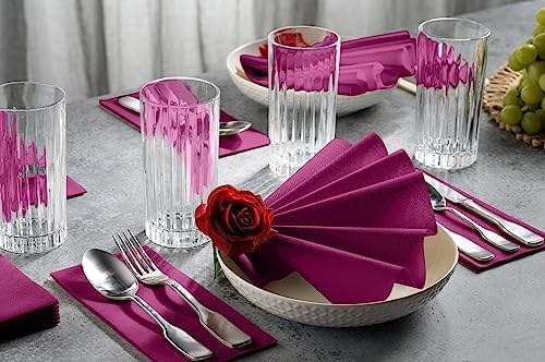 Linen-Feel Purple Paper Napkins - Decorative Cloth-Like Disposable Dinner Napkins - Soft And Absorbent. For Kitchen, Party, Wedding, Bathroom Or Any Occasion. (Pack of 100) - Image 2