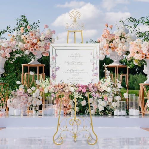 2 Pack Gold Wedding Easel Stand 57'' Display Stand, Ornate - Image 6