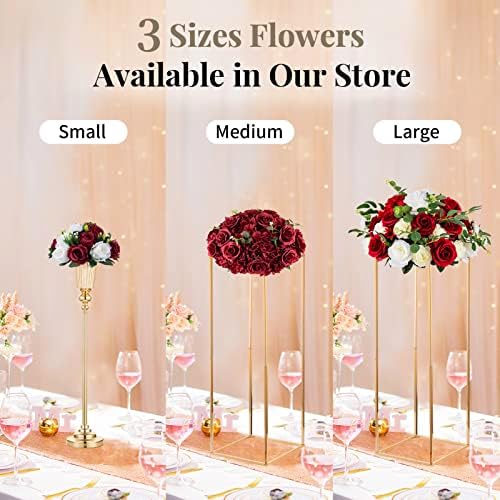 NUPTIO Flower Centerpieces for Tables, Fake Rose Balls, Burgundy & White - Image 6