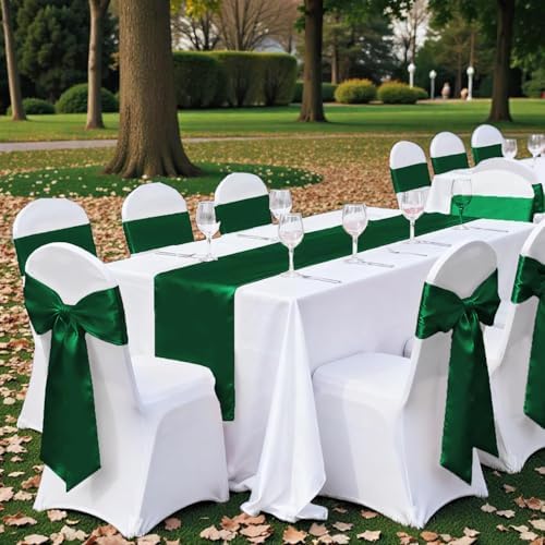 MDS® Pack of 50 Satin Chair Sashes for Wedding & Events – Hunter Green - Image 6