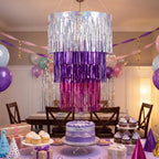 Fringe Chandelier Decoration - Sparkle Silver/Purple 38 in - Image 4