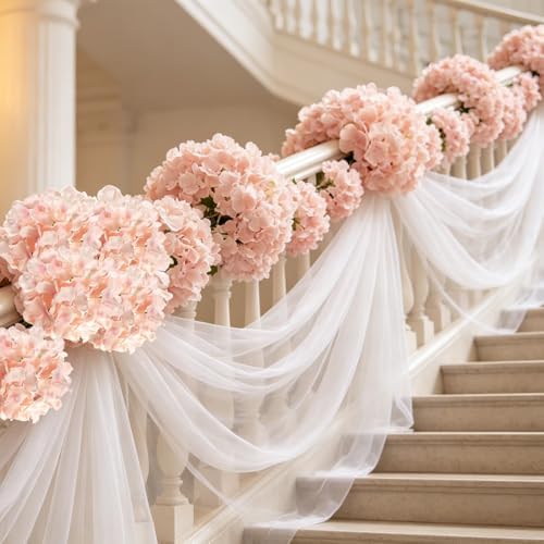 WEISPARK 100PCS Artificial Hydrangea Flowers, Fake Flowers Silk Hydrangea Full Flowers Heads with Stems for Wedding Home Party Shop Baby Shower Decor (Light Pink) - Image 6