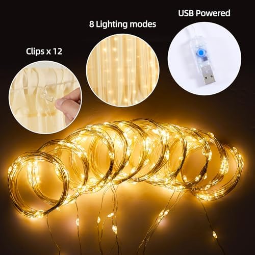 20x10ft Champagne Tulle Backdrop Curtains with Lights String for Parties,Wrinkle Free Sheer Curtain with Lights Wedding Photo Backdop Drapes for Baby Shower Birthday Party Photography Home Decorations - Image 7