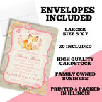 Custom Baby Shower Invites Pink Watercolor Little Fox Invitations 20 5x7 Personalized Watercolor Fox Invites With Envelopes - Unique Girl Watercolor Fox Baby Shower Cards - Image 6