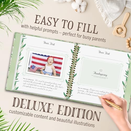 Baby Memory Book Keepsake, Deluxe Edition, First 5 Years, Includes Gold Pen - Image 4