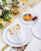 Supernal 350PCS White and Gold Plastic Dinnerware Set for Bridal Showers - Image 2