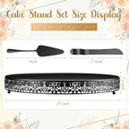 Wenqik 20 Inch Black Cake Stand Set Metal Round Cupcake Dessert Stand with Cake Cutting, Flower Spatula Wedding Cupcake Pastry Display Candy Holder Display for Wedding Party Birthday Baby Shower - Image 2