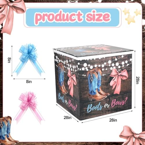 AmazingSpark 28in Giant Gender Reveal Gift Box Kit, Boots or Bows - Image 2