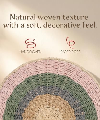 Rainbow Rope Basket, Handwoven Paper Rope Baby Toy Storage Basket with Handle for Nursery, Diapers, Clothes, Books & Toys, Kids Room, Playroom & Baby Shower Gift - Image 3