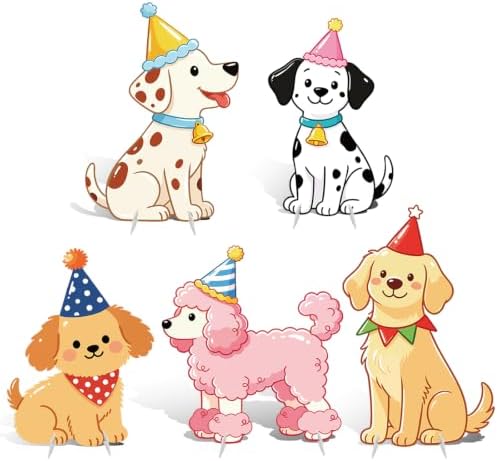5 Pcs Cute Puppy Dog Corrugated Plastic Standee Photo Prop by WelcometoLawnIdyll