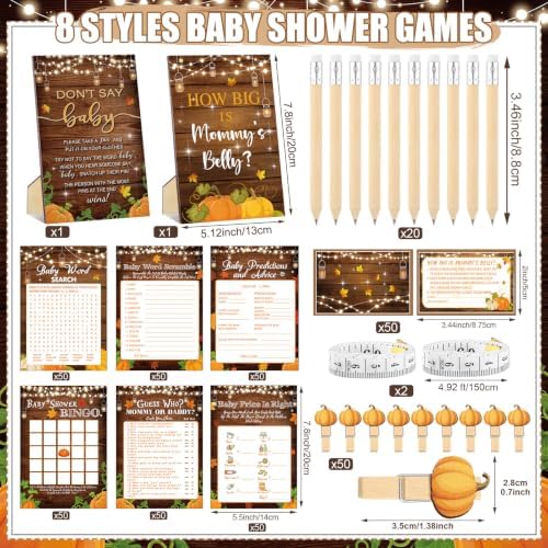Funnymoom 426 Pcs Fall Pumpkin Baby Shower Games Set, 8 Games Activities - Image 3
