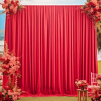 Red Backdrop Curtains 10 Panels-Wrinkle-Free Polyester Photography Drapes Party Photo Backgrounds for Wedding Christmas Photo Backdrops- 40 X10FT - Image 7