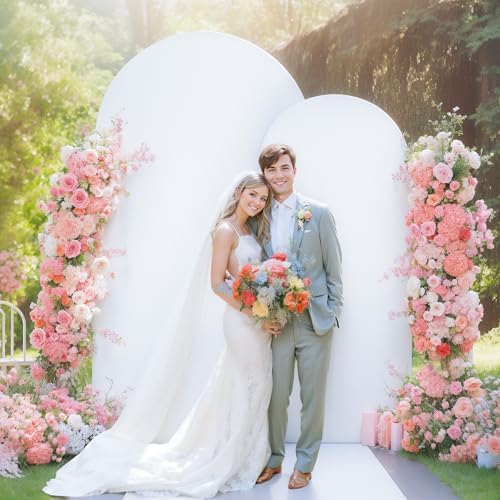 Pink White Arch Backdrop Cover Set of 2 Arch Covers 7.2 and 6ft Wedding Arch Cover Stretchy Backdrop Bridal Baby Shower Birthday Party Arches Stand Covers Spandex - Image 4