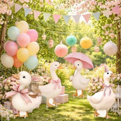 4 Pcs Large One Silly Goose Baby Shower Decoration for Girl Silly Goose Cardboard Cutouts Backdrop Party Decorations for Photo Booth Props Lawn Yard Signs Party Supplies - Image 3