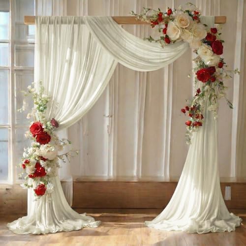 Pack of 1 Wedding Arch Drape Panel Fabric 30" x 40ft - Ivory by MDS
