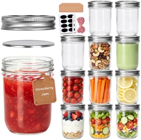 Accguan 16oz Glass Mason Jars With Lids,12Pcs Canning Jar with Lid and Band by Accguan