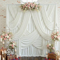 10x12ft Ivory Backdrop Curtain for Wedding Parties, Wrinkle Free 2 Panels Silky Polyester Photo Backdrop Drapes Back Drop Cloth Drapery for Birthday Photography Background Decor by Htper