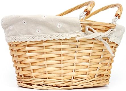 Wicker Basket Gift Baskets Empty Oval Willow Woven Picnic Basket Easter Candy Basket Storage Basket Wine Basket with Handle Egg Gathering Wedding Basket (Natural) - Image 6