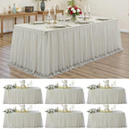 Ivory Tulle Tablecloth for 6 Ft Rectangle Tables 6-Pack, Ideal for Weddings by PartyVillage