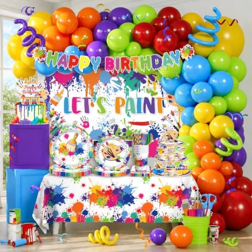 285PCS Paint Party Birthday Decorations Serves 25 by Unknown