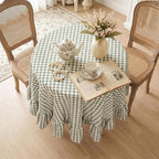 Eternal Beauty Gingham Ruffled Tablecloth Sage Green 90 Round - Image 3